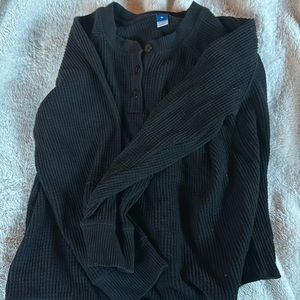 Black waffle knit T size XL Old Navy